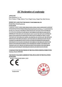 Hydraulic gear pump CE certification